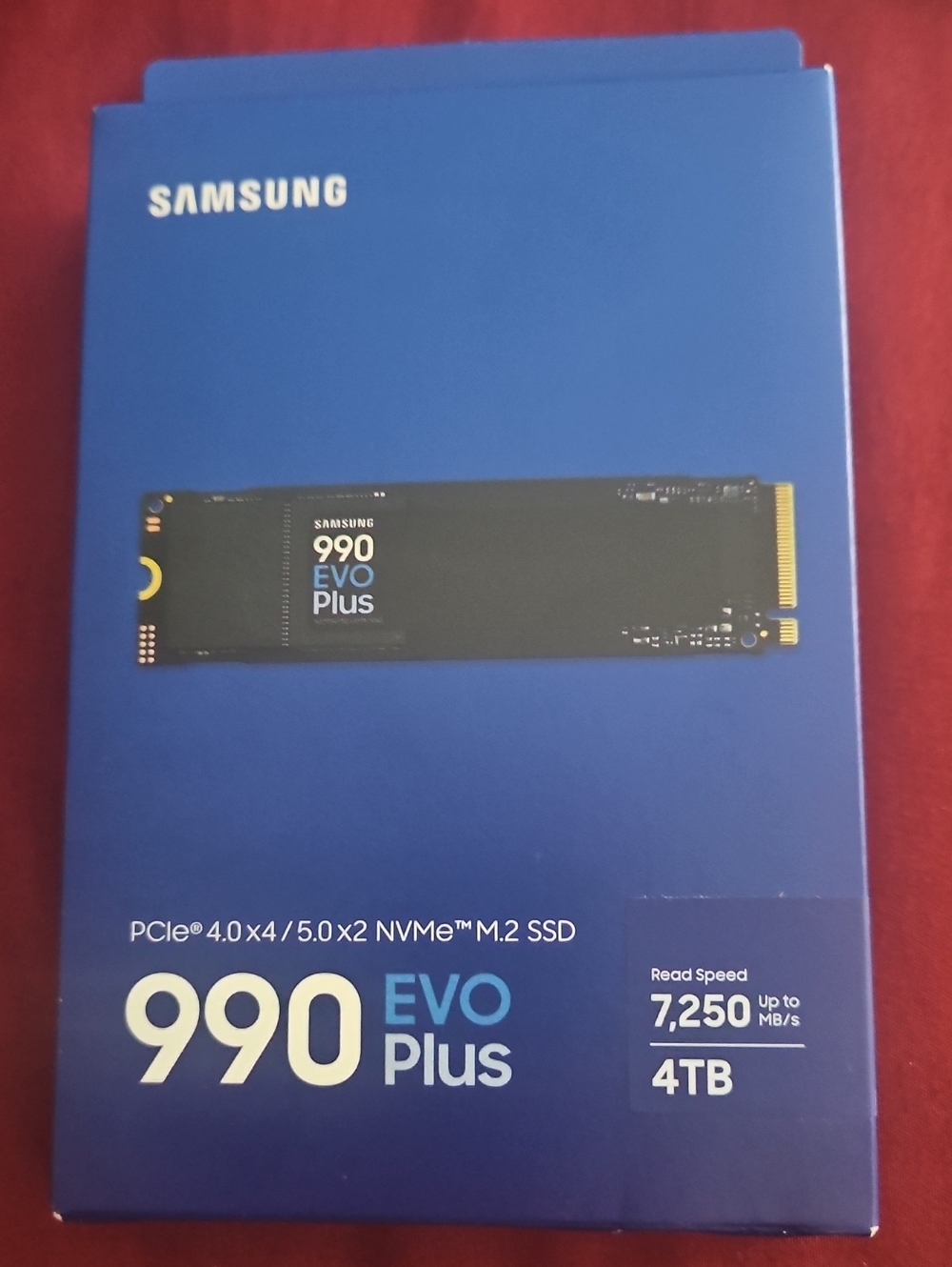 Samsung 990 EVO Plus NVMe M.2 SSD in Blue and Black Packaging